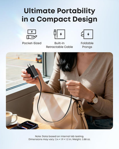 Anker Nano Charger 35W with Built-In Retractable USB-C Cable