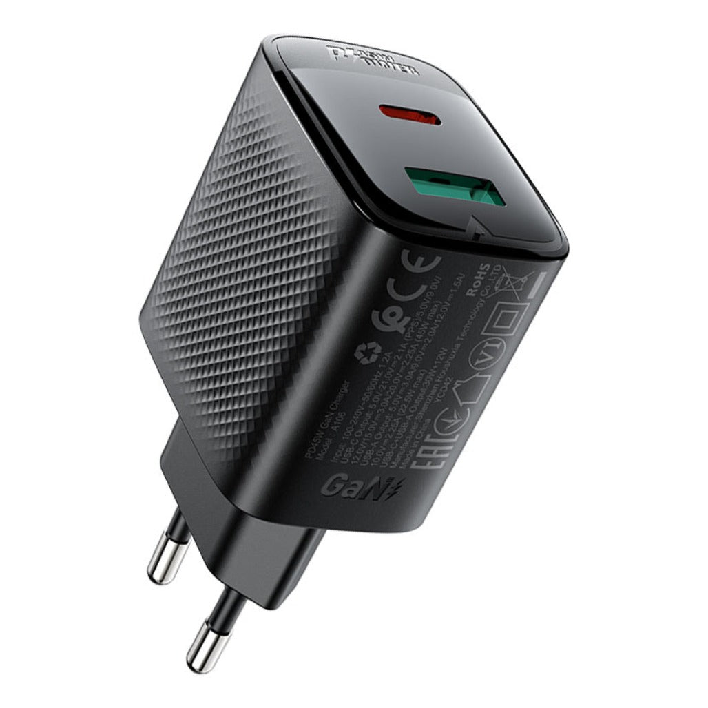 Acefast A106 Fast Charge Wall Charger  PD45W (1xUSB-C+1xUSB-A) EU