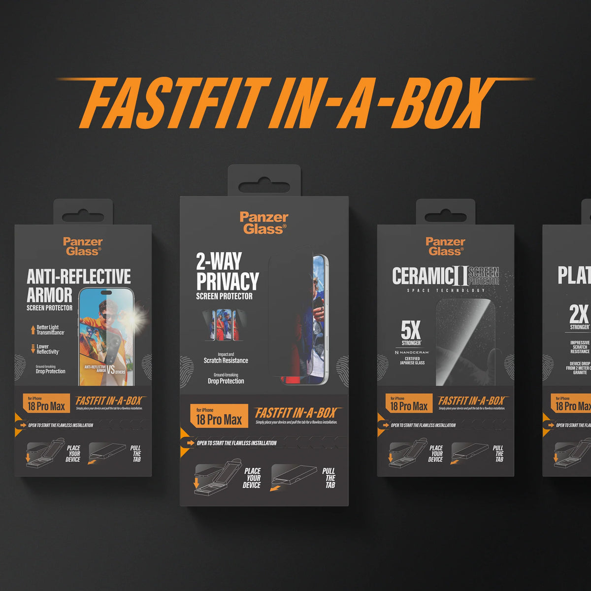 PanzerGlass Screen Protector iPhone 18 Pro/18 Pro Max w. FASTFIT IN-A-BOX