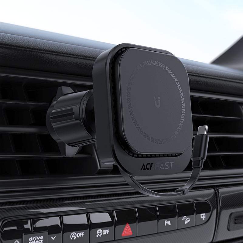 Acefast D32 Fast MagSafe Charger Car Holder With Retractable USB-C Cable