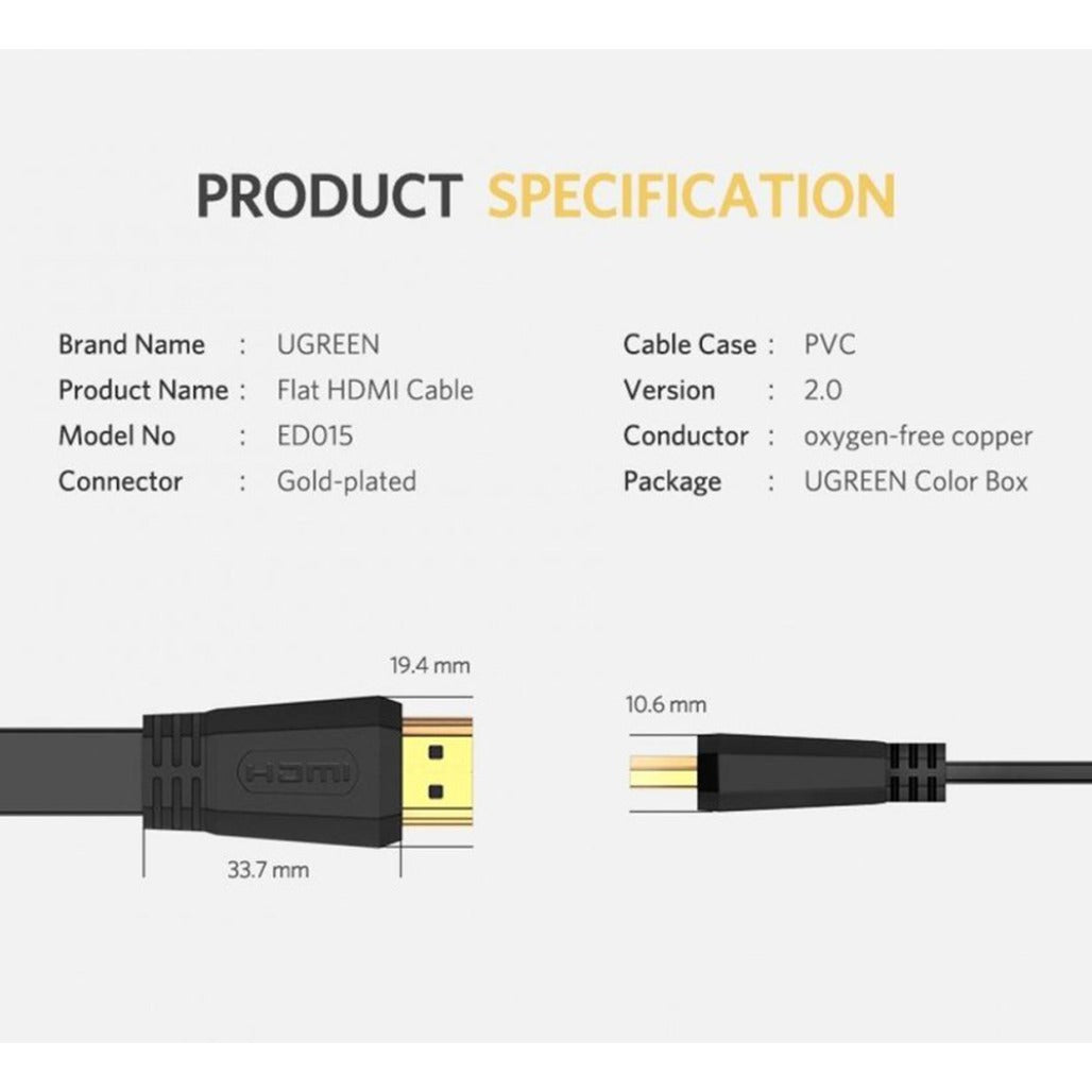 UGREEN 50819 4K HDMI 2.0 Flat Cable