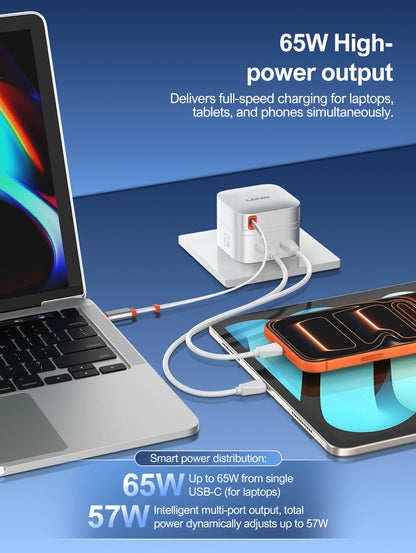 LDNIO Q10 65W Fast Charger with Retractable Cable