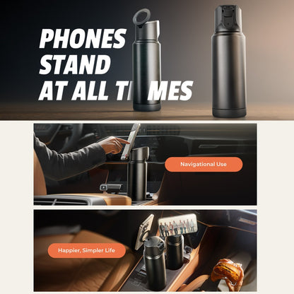 LISEN Multi-function Water Bottle with All-in-One Mount Holder for MagSafe & Portable Insulated Flask