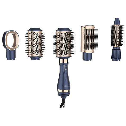 Porodo 5-In-1 Hot Air Brush Styling Set with Straightening & Curling Tool