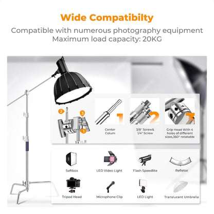 K&F CONCEPT Heavy Duty C Stand - 10.8ft/330cm