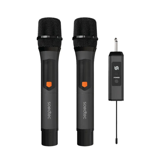 Porodo Soundtec Duo Mic - Aluminum Rechargeable Wireless Microphone - Black