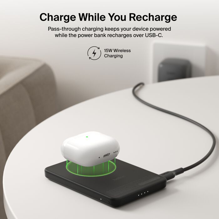 Belkin Slim Magnetic Power Bank 5K with Qi2 with Kickstand