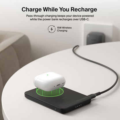 Belkin Slim Magnetic Power Bank 5K with Qi2 with Kickstand