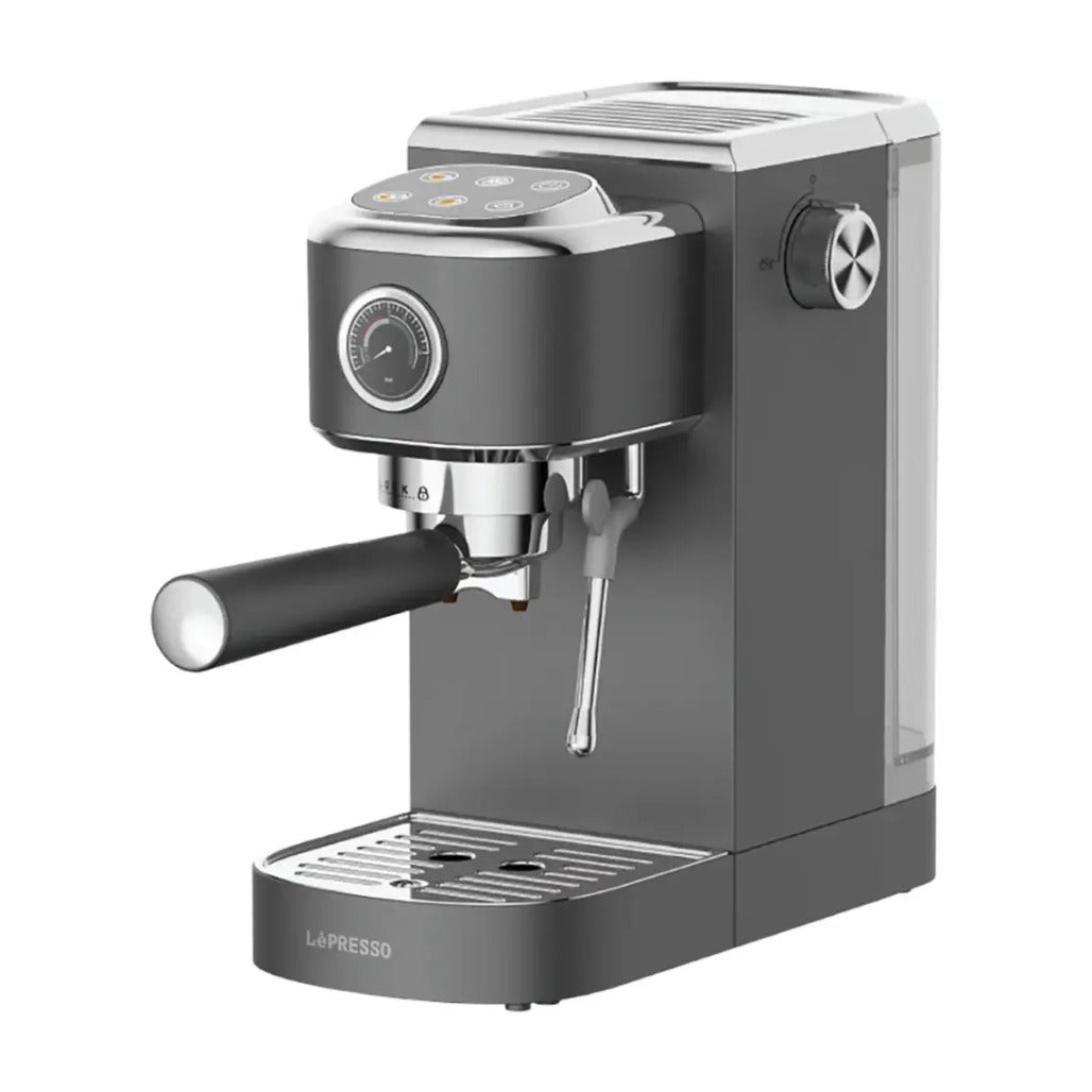 LePresso Hot & Cold Espresso Maker with Steam Wand and Pressure Gauge - Gray