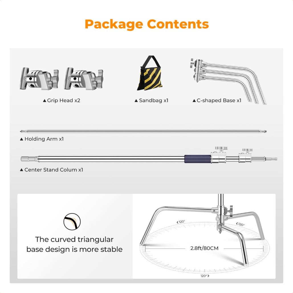 K&F CONCEPT Heavy Duty C Stand - 10.8ft/330cm
