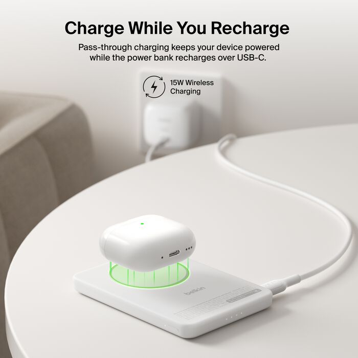 Belkin Slim Magnetic Power Bank 5K with Qi2 with Kickstand