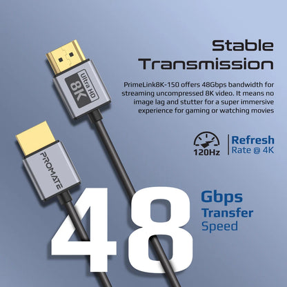 Promate Certified Ultra-High-Speed 8K@60Hz HDMI® Slim Flexible Cable