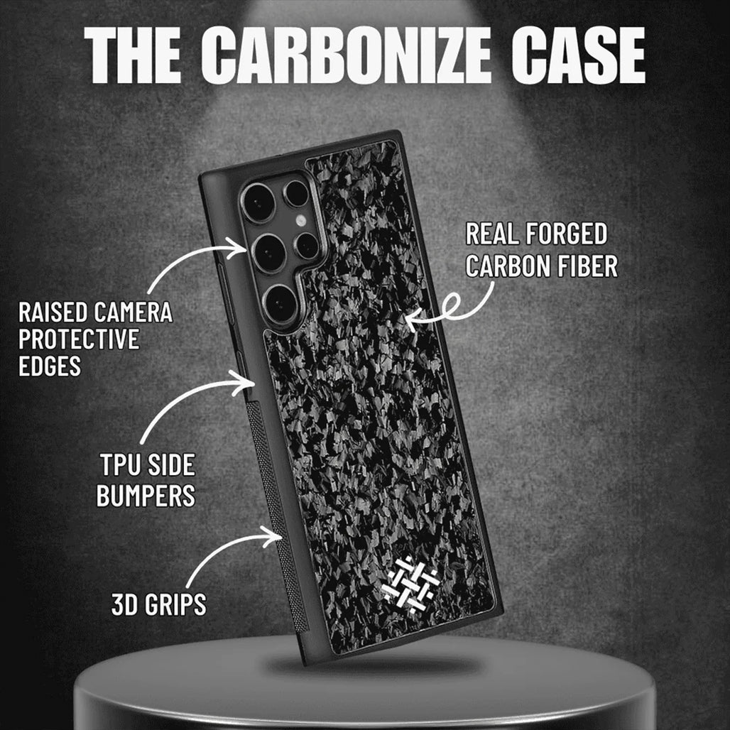 Carbonize Big Flake FORGED Carbon Fiber Cover — Real Carbon Fiber Case for Samsung S Series