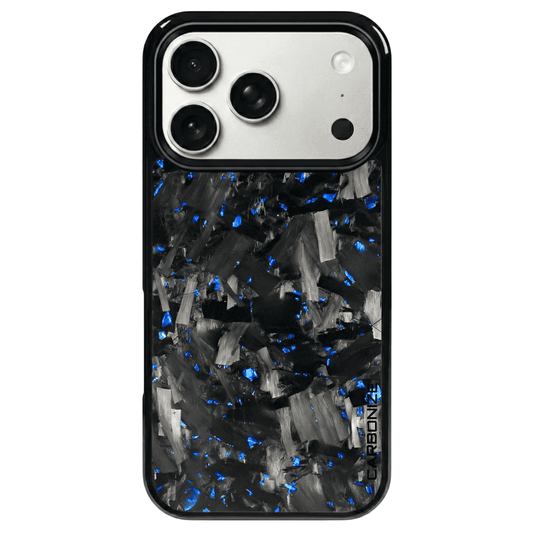 Carbonize Big Flake Forged Carbon Fiber Cover Series - Blue Carbon Fiber – For iPhone 17 Pro Max / 17 Pro / iPhone Air / 16 Pro Max / 16 Pro / 16 / 15 Pro Max
