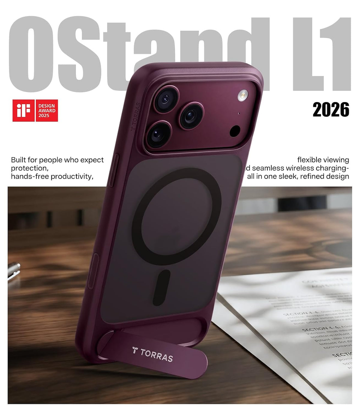 TORRAS Ostand L1 for iPhone 18 Pro/Pro Max Case - Dusk Purple