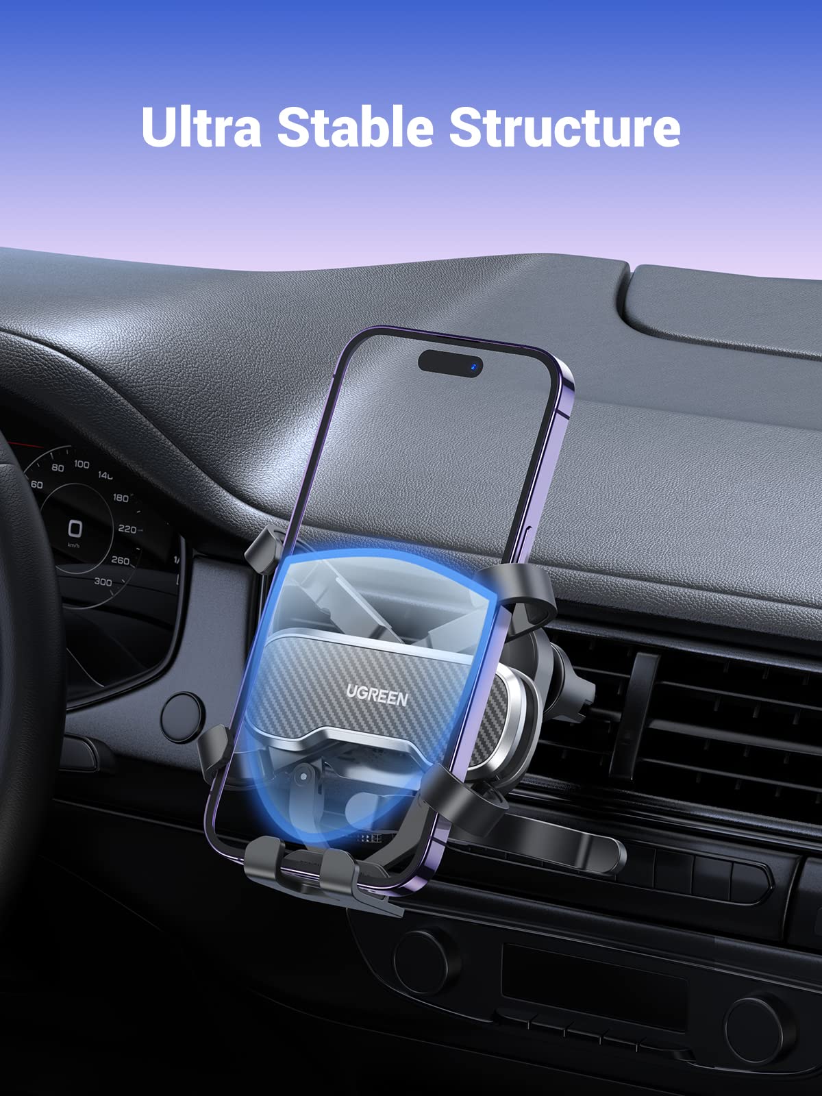 UGREEN Retractable Air Vent Gravity Cell Phone Holder Cradle with Hook - 80871