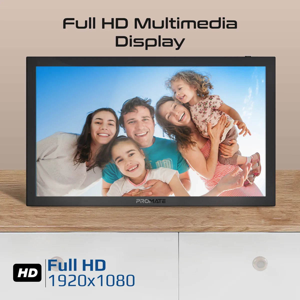 Promate 15.6" Vibrant Full HD Smart Multimedia Wi-Fi Digital Photo Frame - Black