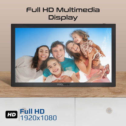 Promate 15.6" Vibrant Full HD Smart Multimedia Wi-Fi Digital Photo Frame - Black