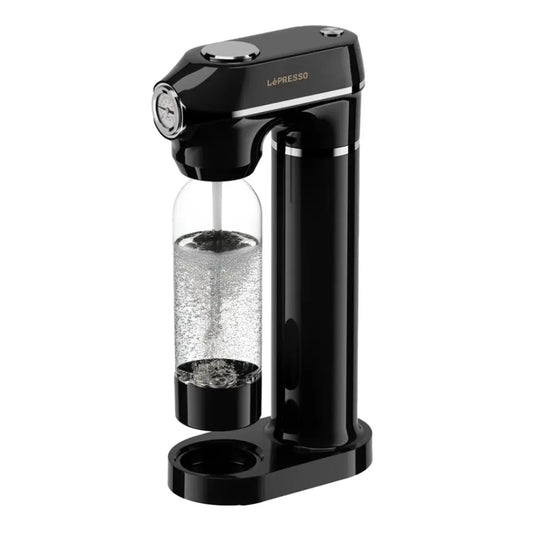 Lepresso Carbonator Instant Sparkling Water with Pressure Gauge & Efficient Carbonation- Black