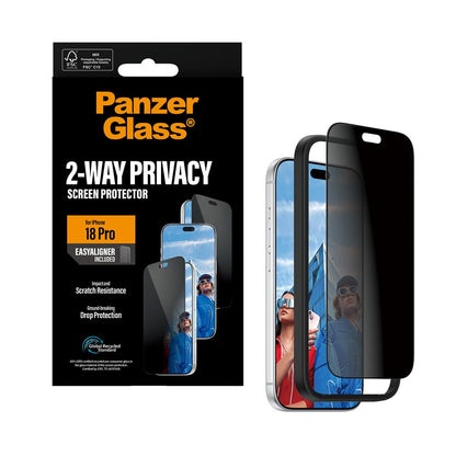 PanzerGlass 2-Way Privacy Screen Protector iPhone 18 Pro/18 Pro Max w. EasyAligner