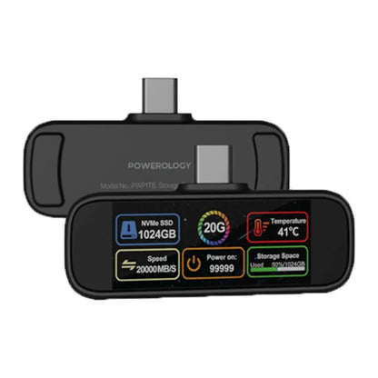 Powerology Vaultx 256Gb , 512Gb & 1Tb Mini Portable SSD Drive - Black