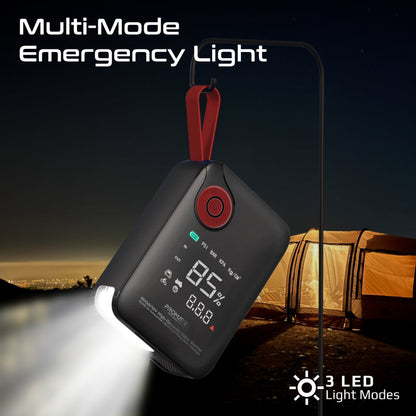 Promate 800A/12V High-Capacity Jump Starter 150PSI Air Compressor with 10000mAh Power Bank & Flashlight