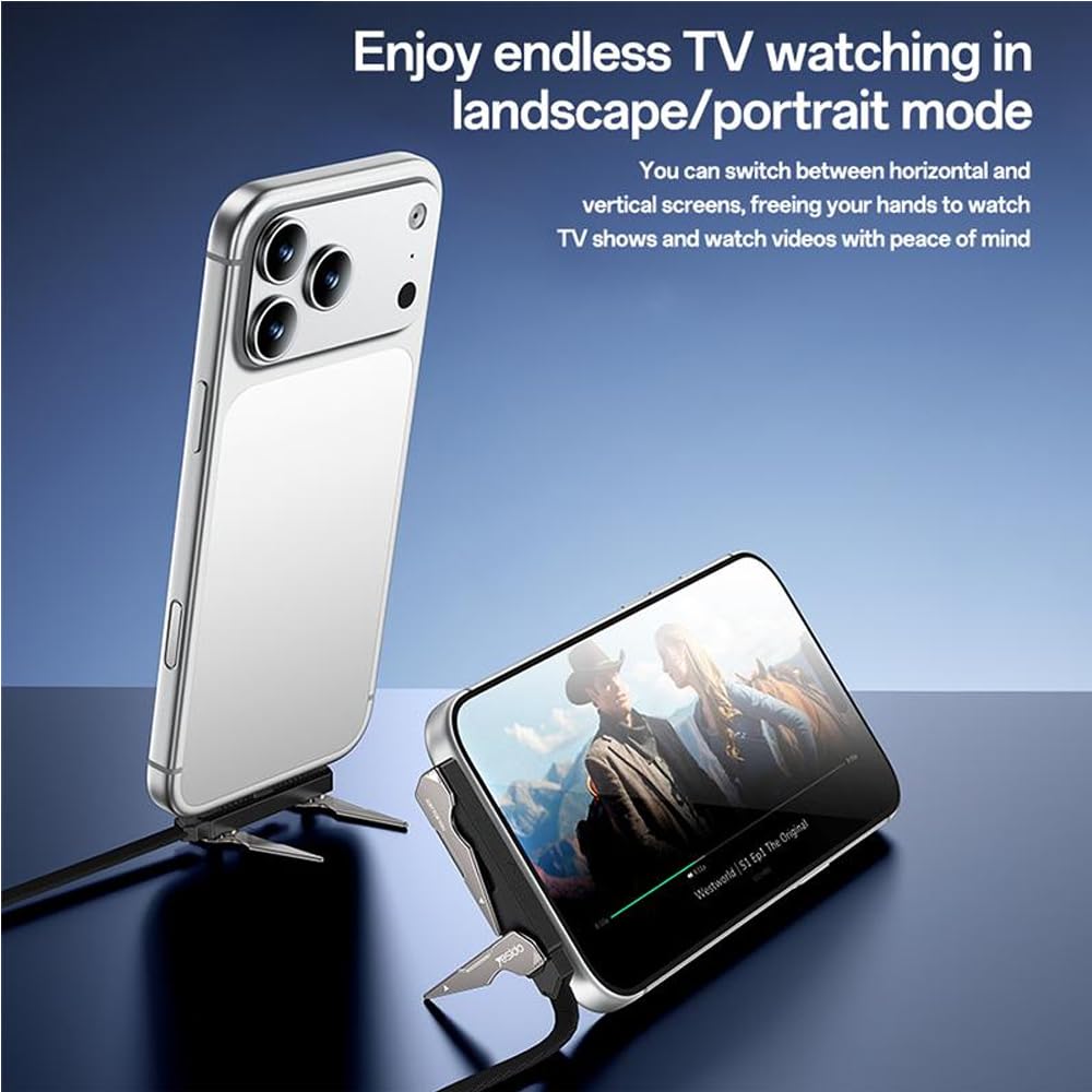 Yesido CA207 60W USB Type-C to Type-C Fast Charging Data Cable with Foldable Stand, Built-in smart chip, High-Speed Data Transfer 1.2M Braided Cable