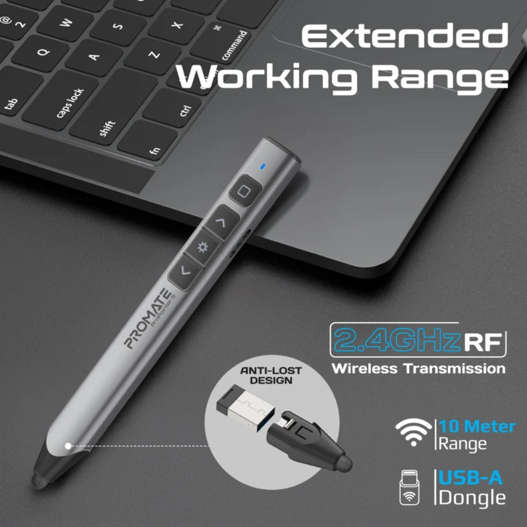 Promate ProPointer-S - Universal Intuitive Wireless Presenter with Stylus Pen