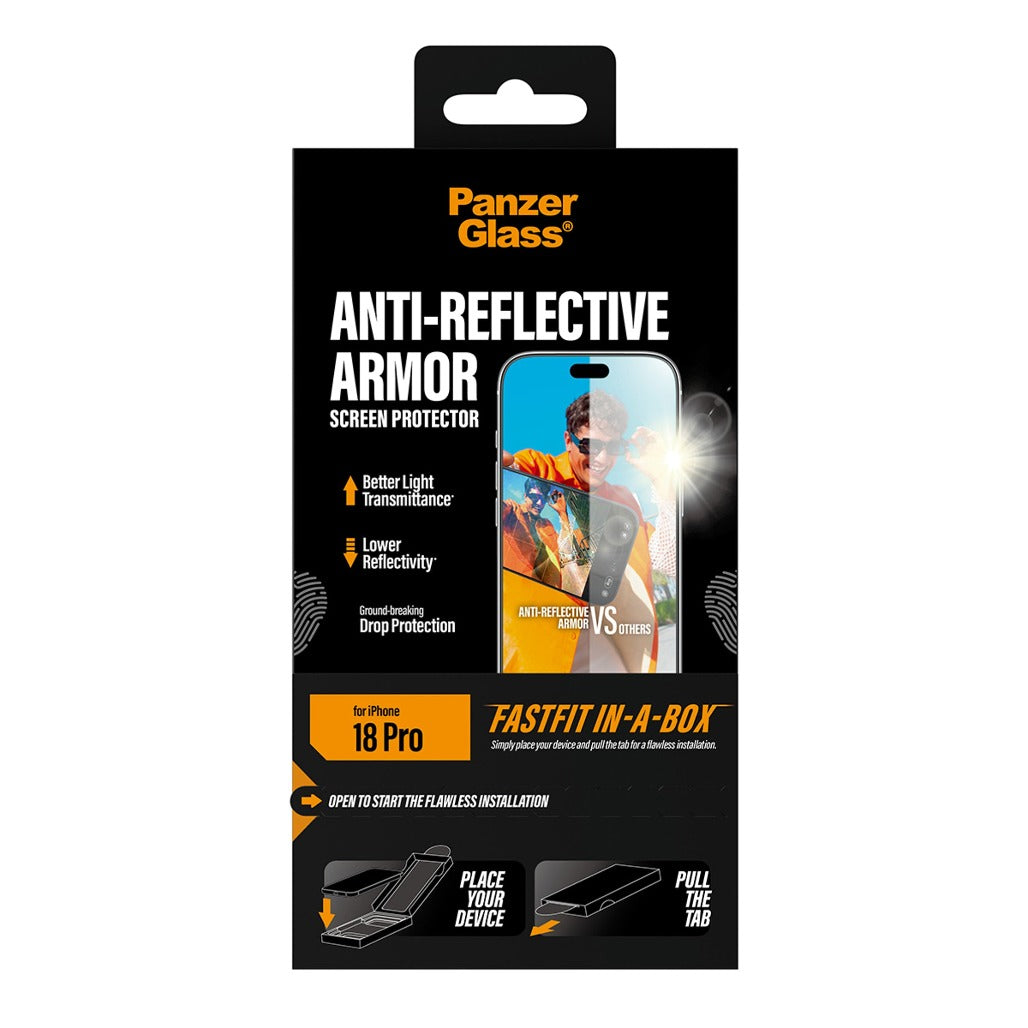 PanzerGlass Anti-reflective Armor Screen Protector iPhone 18 Pro /18 Pro Max w. FASTFIT IN-A-BOX