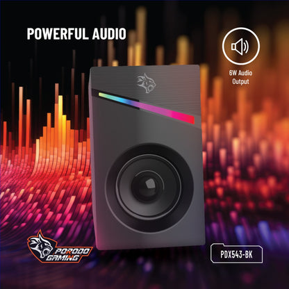 Porodo Gaming Stereo Speakers Volume Knob Control - Black