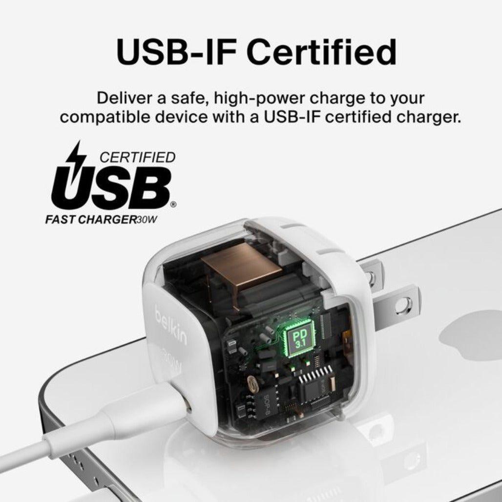 Belkin BoostCharge Compact USB-C Charger 30W + USB-C Cable