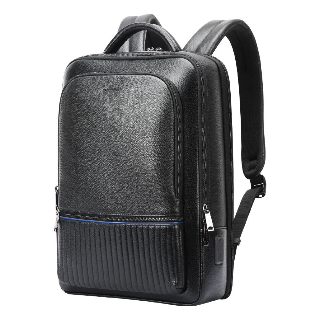 Bopai 15.6" Black Leather Backpack - 61-127881
