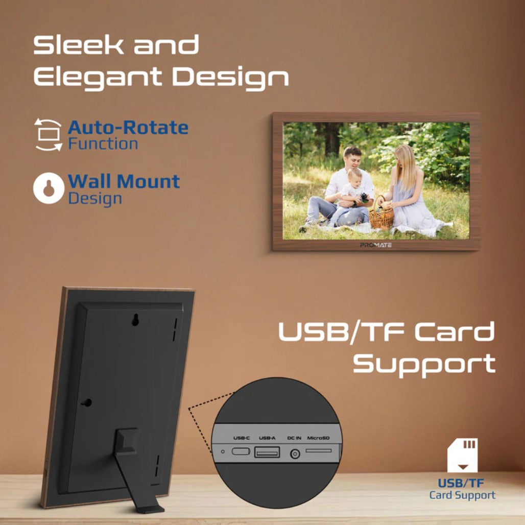 Promate Memoria-10 - 10.1" Vibrant Full HD Smart Multimedia Wi-Fi Digital Photo Frame