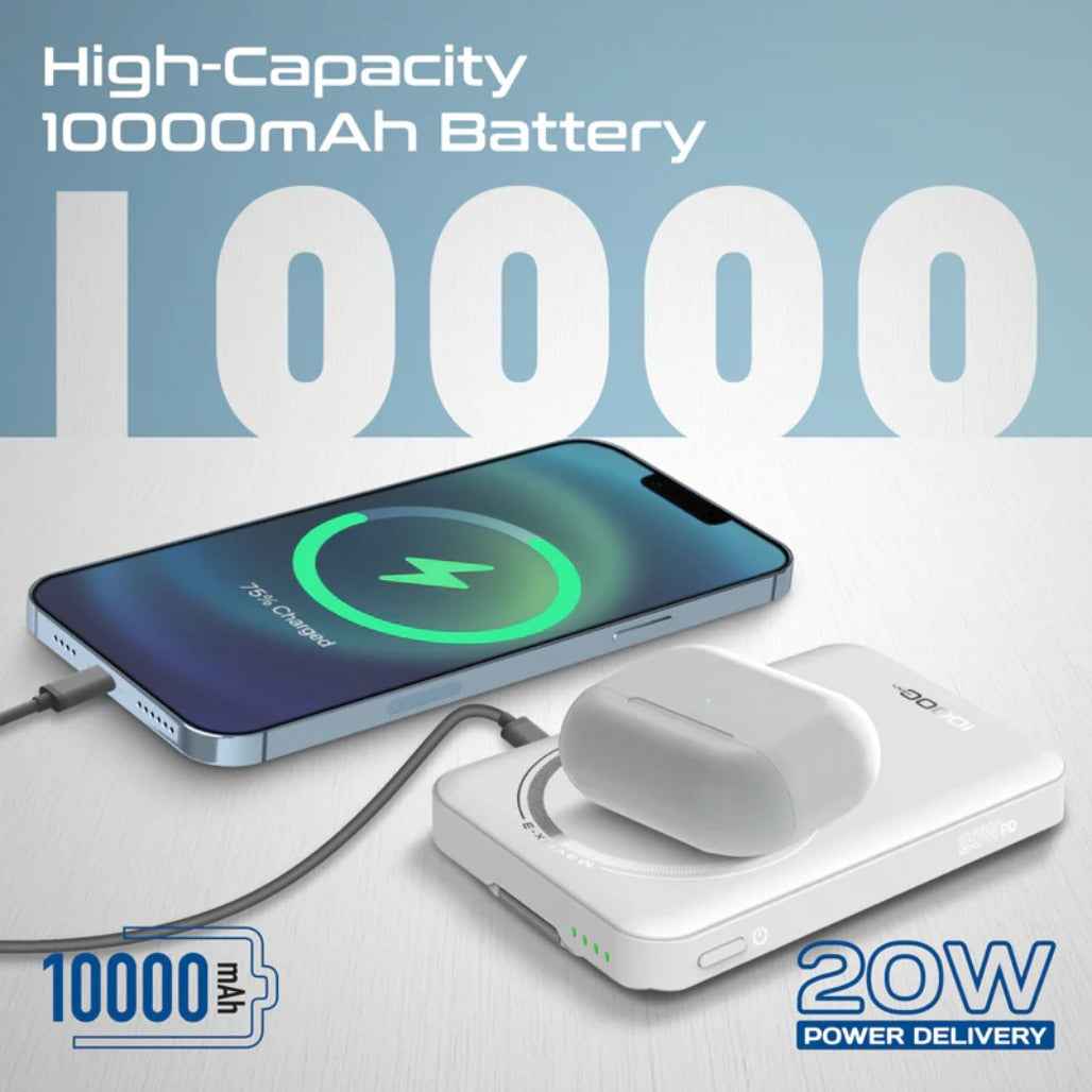 Promate Mavrix-3 Ultra-Compact 3 in 1 MagSafe Compatible Wireless Charging Power Bank