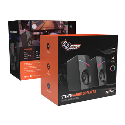 Porodo Gaming Stereo Speakers Volume Knob Control - Black