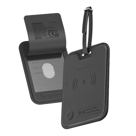 Promate HushTag Anti-Loss Slim Leather Luggage Tag with Smart Tracking