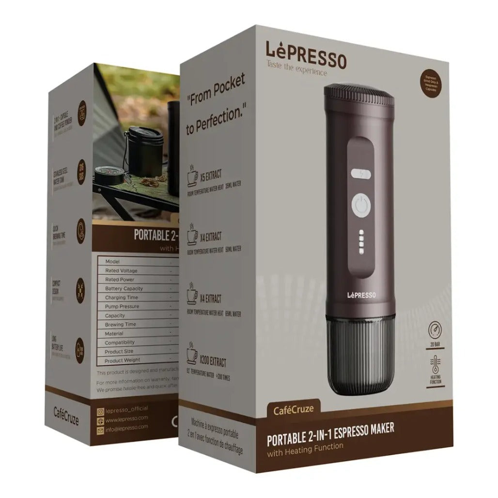 Lepresso Portable 2-in-1 Espresso Maker - Brown