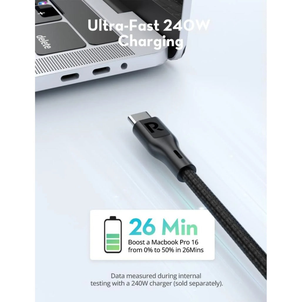 RAVPower Nylon-braided USB-C to USB-C Cable - 240W - RP-PC1098