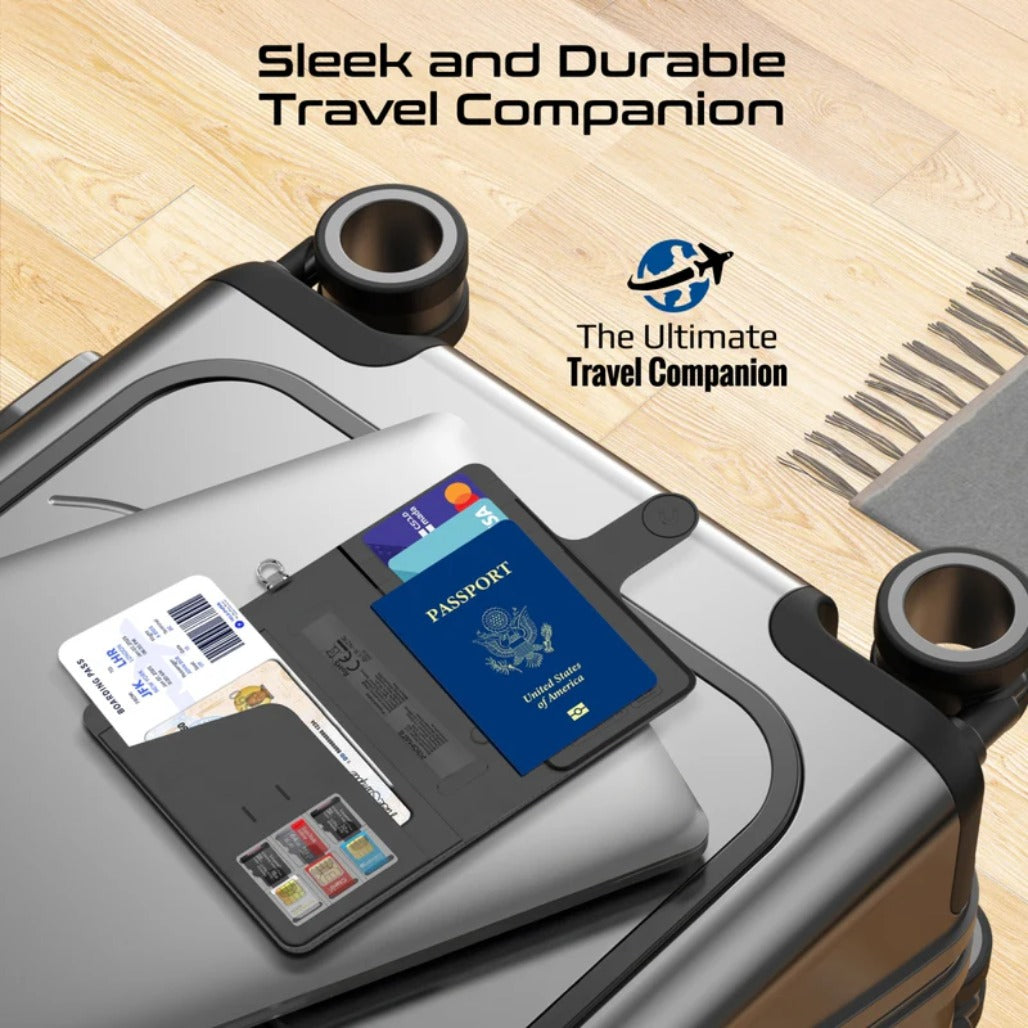 Promate PassMate Anti-Loss Slim Leather Passport Holder with RFID Protection & Smart Tracking