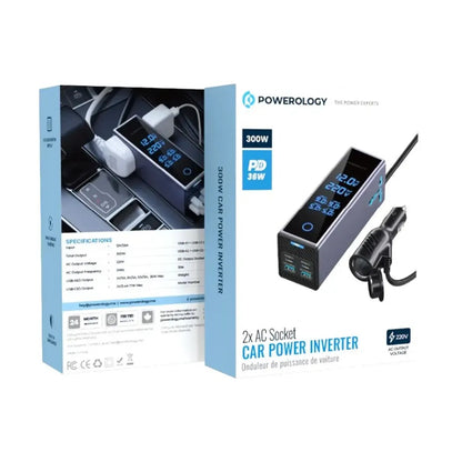 Powerology 2×AC Socket Car Power Inverter - PWCUQC044