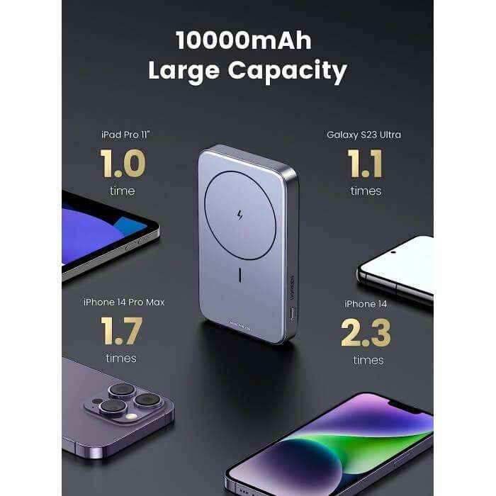 Ugreen PB206 10000mAh USB-C USB-A Magsafe Wireless Power Bank Space Gray - Pixel Zones