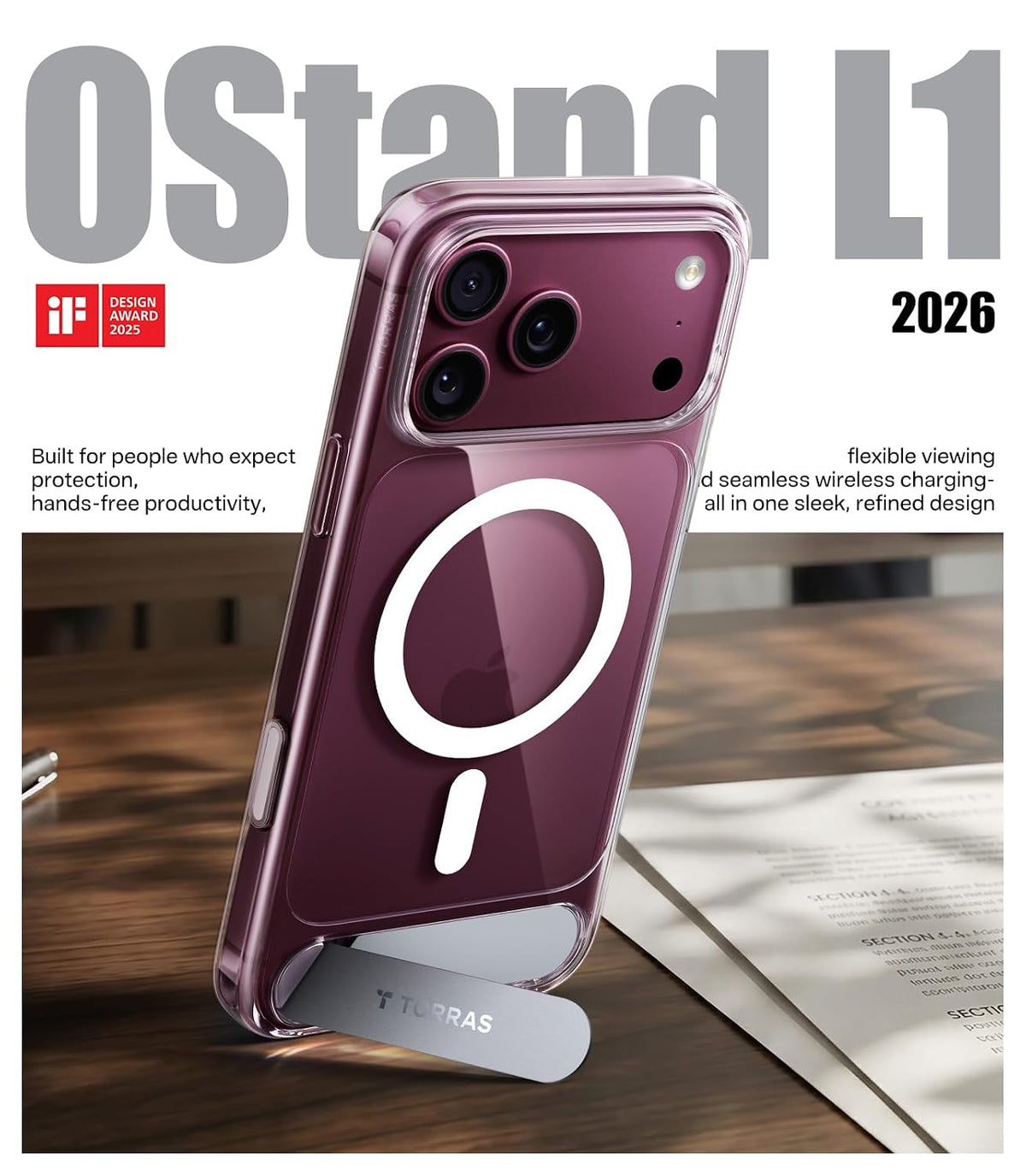 TORRAS Ostand L1 for iPhone 18 Pro/Pro Max Case - Clear