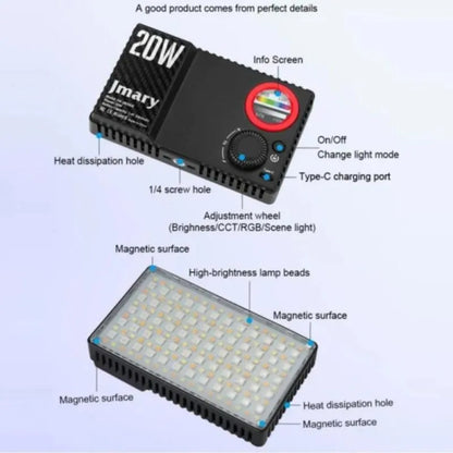 Jmary FM-180RGB Ultra-Portable 20W RGB LED Video Fill Light - FM-180RGB