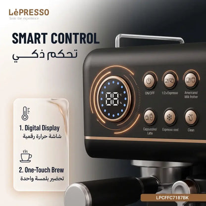 Lepresso Marzette Coffee Maker with Milk Tank - Black