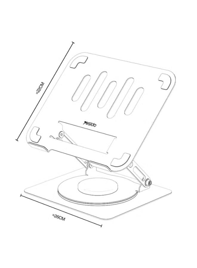 Yesido LP08 360° Rotating Adjustable Metal Laptop Stand - Ergonomic, Foldable Desktop Holder with Heat Dissipation for Laptops & Tablets