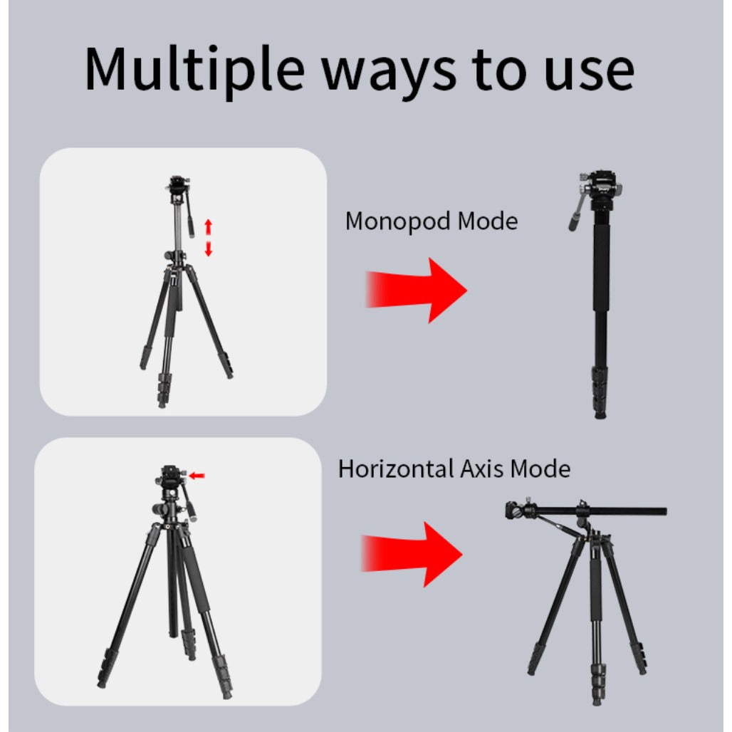 Jmary 2-in-1 Monopod & Horizontal Axis Tripod - KS355+HG60