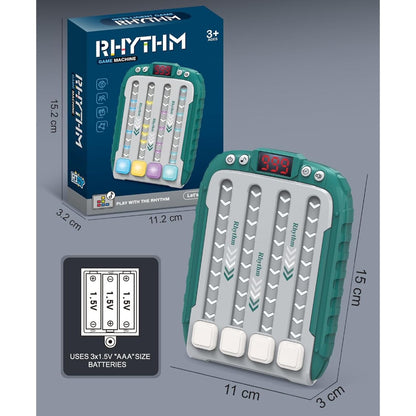 Rhythm Game Machine - Electronic Handheld Music Challenge Toy with LED Lights - Green