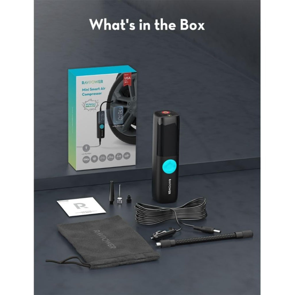 RAVPower Basic 60W Battery Free Air Pump 12-16V Output 25L/Min with Digital LED Display