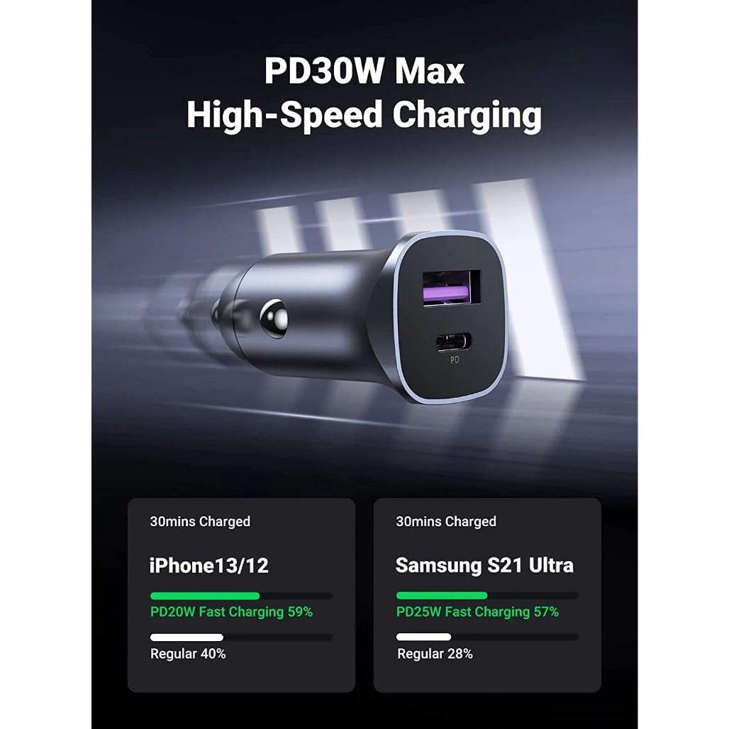 UGREEN 40858 30W Car Charger with 60W USB C Cable PD&QC3.0 Fast Charge