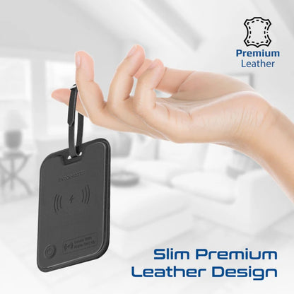 Promate HushTag Anti-Loss Slim Leather Luggage Tag with Smart Tracking